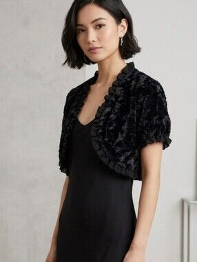 Faux-Fur with Chiffon Trim Bolero